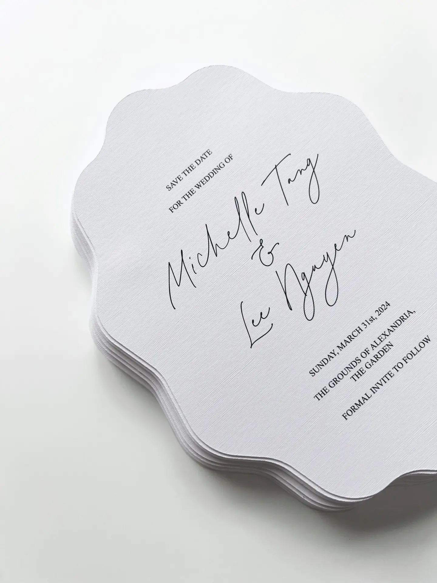 Wedding Stationery Printing, Luxury Printing - wavy diecut Invitation by High End Prints Wedding Printing