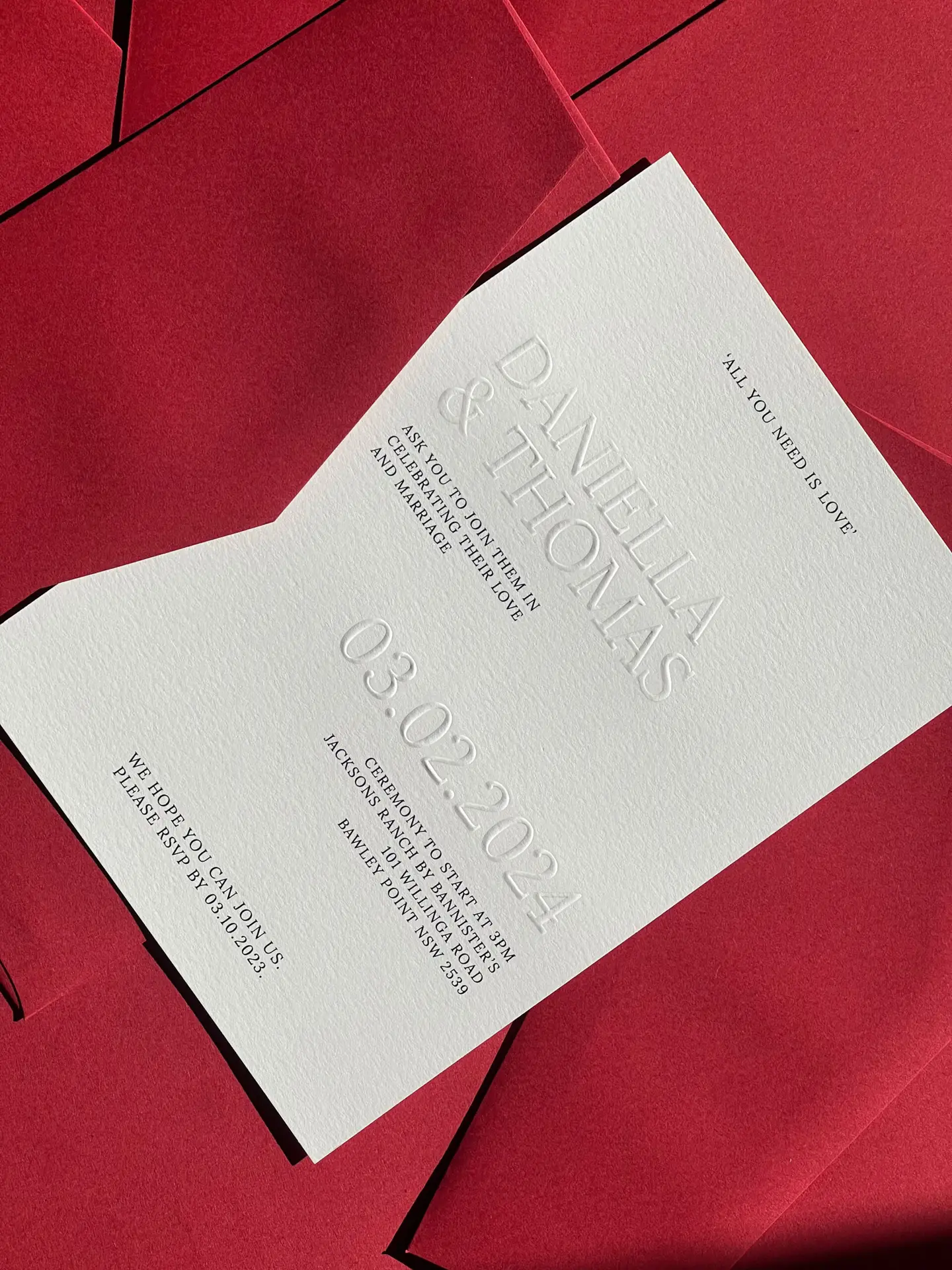 Wedding Printing with custom Embossing effect and Red Envelopes. Wedding Stationery Printing by High End Prints